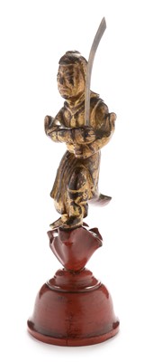 Lot 474 - Chinese lacquer figure warrior