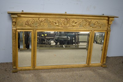 Lot 120 - 20th C triptych overmantel mirror.