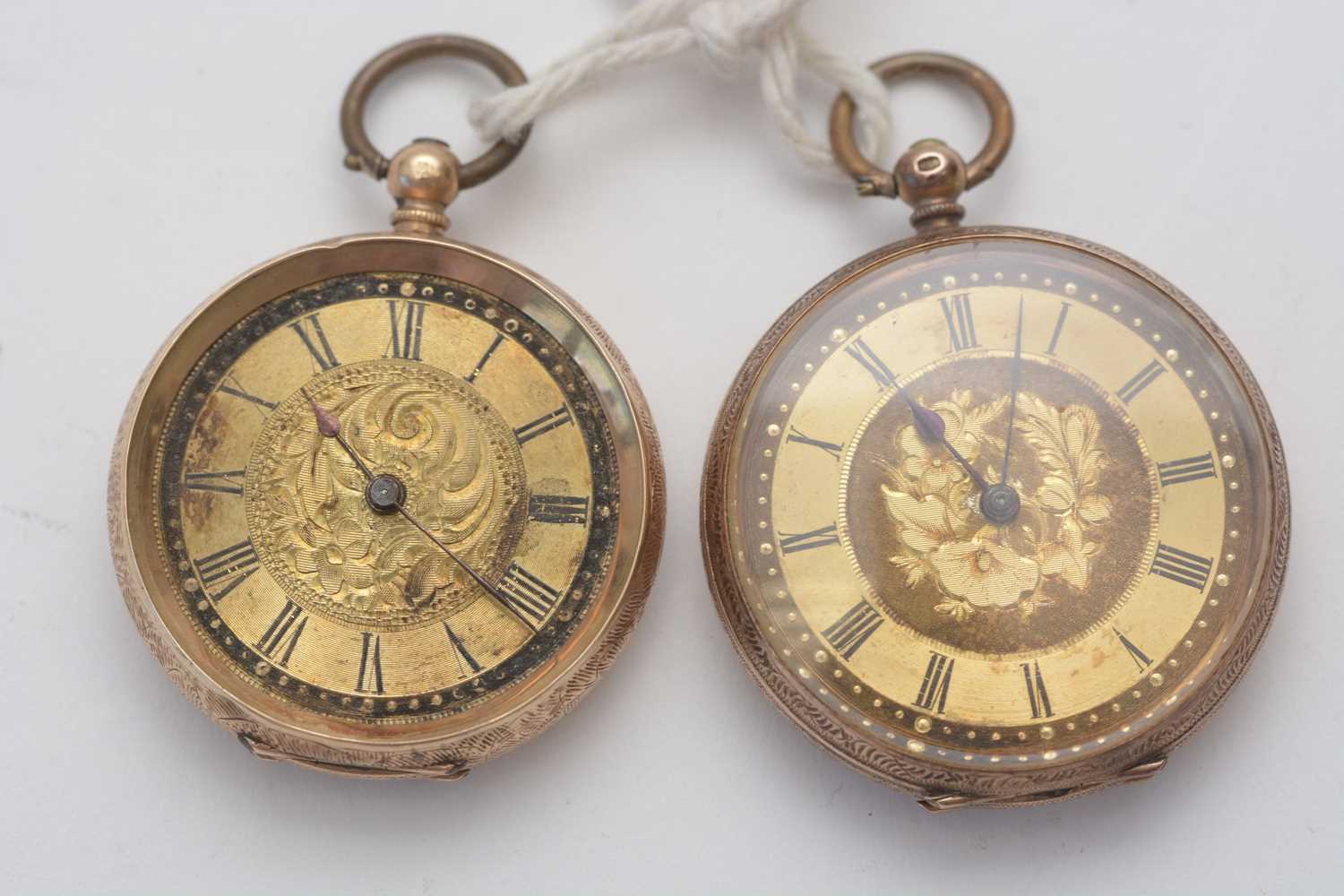 Lot 152 - Two gold fob watches