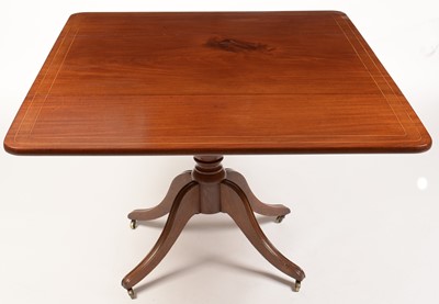 Lot 830 - 19th C mahogany and line inlaid Pembroke breakfast table.