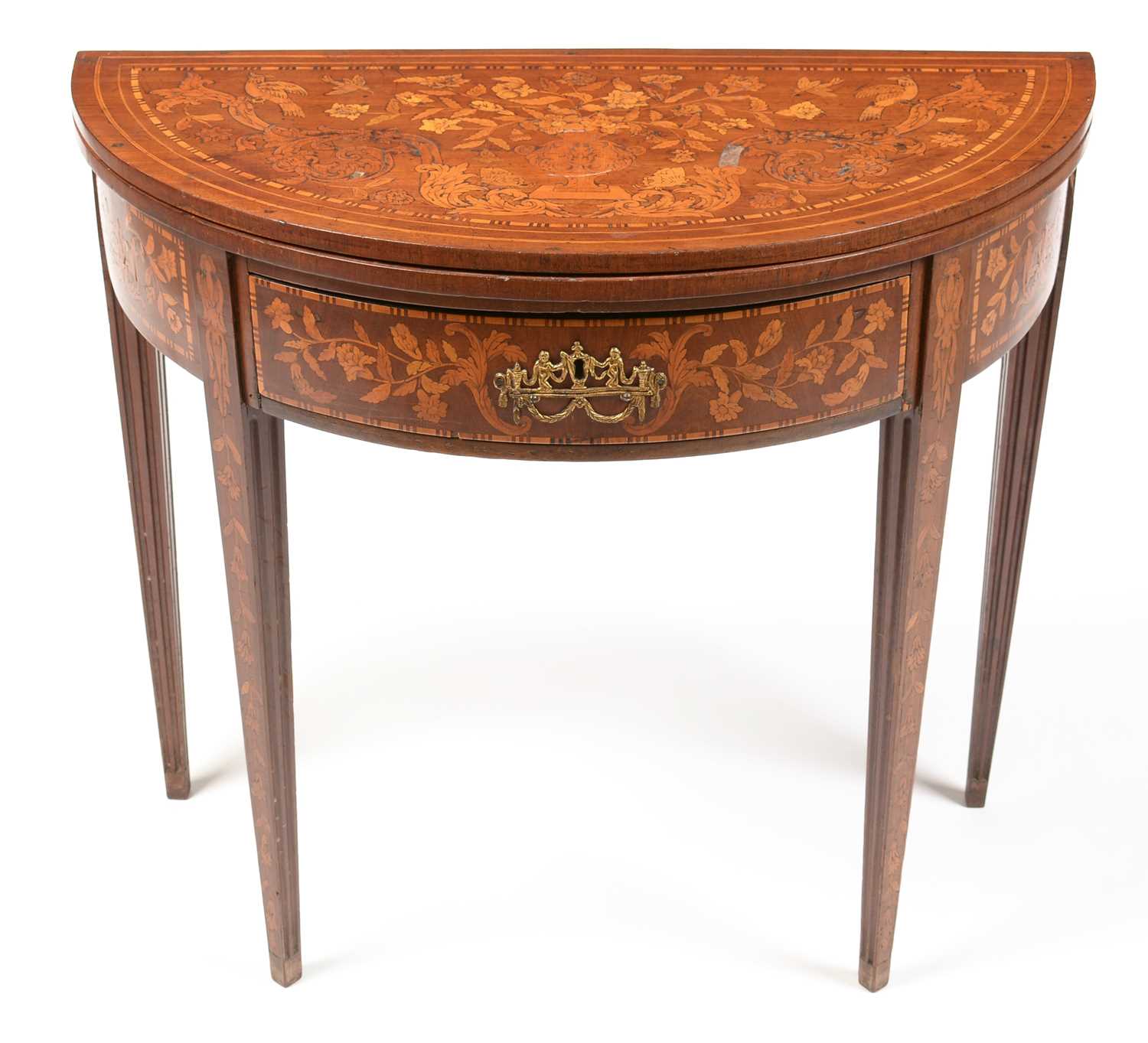 Lot 822 - Early 19th Century Dutch marquetry demi lune card table