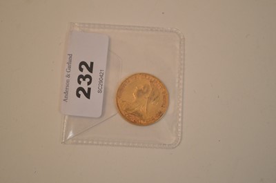 Lot 232 - Queen Victoria gold sovereign