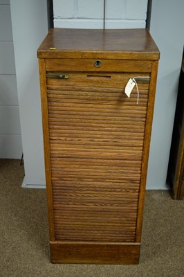 Lot 110 - Edwardian oak tambour front filing cabinet.