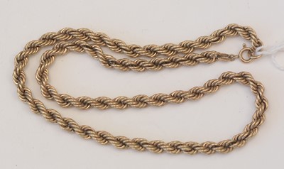 Lot 187 - 9ct yellow gold twist pattern chain necklace