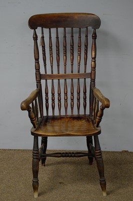 Lot 48 - 19th C elm Windsor chair.