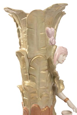 Lot 556 - Royal Dux floor standing figural vase.