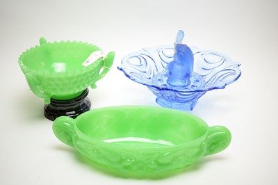 Lot 281 - Three pressed glass centre dishes.