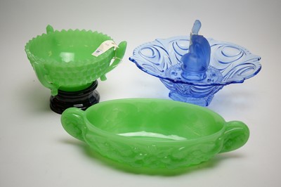 Lot 281 - Three pressed glass centre dishes.