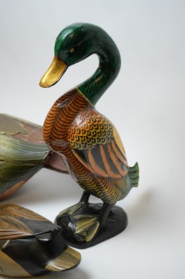 Lot 247 - Qty. of Oriental carved wood bird ornaments; and enamelled items.