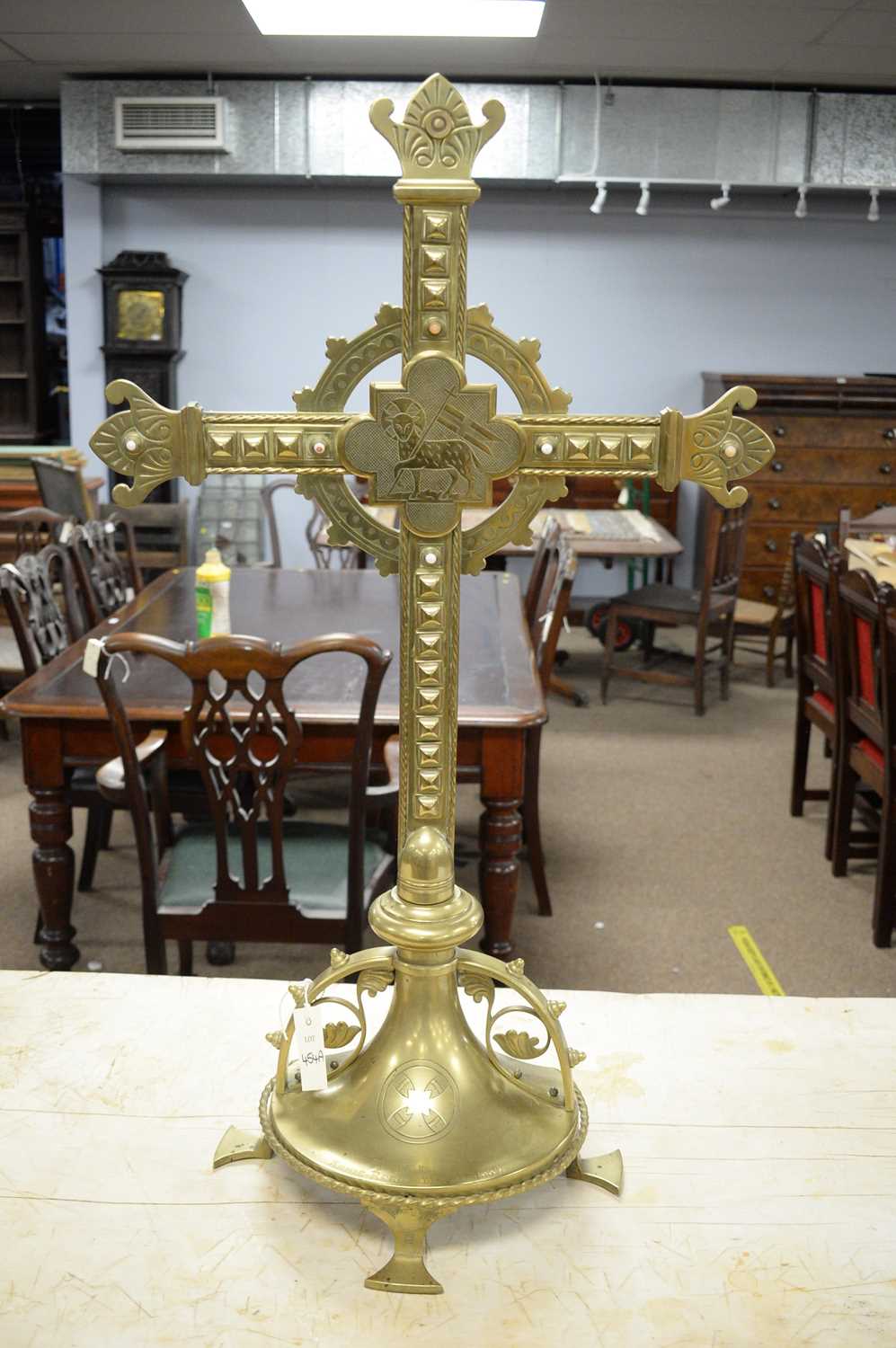 Lot 454 - A brass crucifix