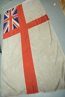 Lot 406 - English stitch Royal Ensign Flag; and an ARP Warden's helmet.