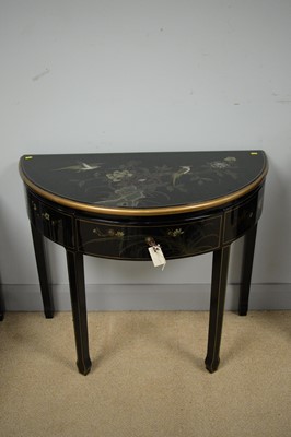 Lot 131 - Pair of 20th Century demi lune side tables.