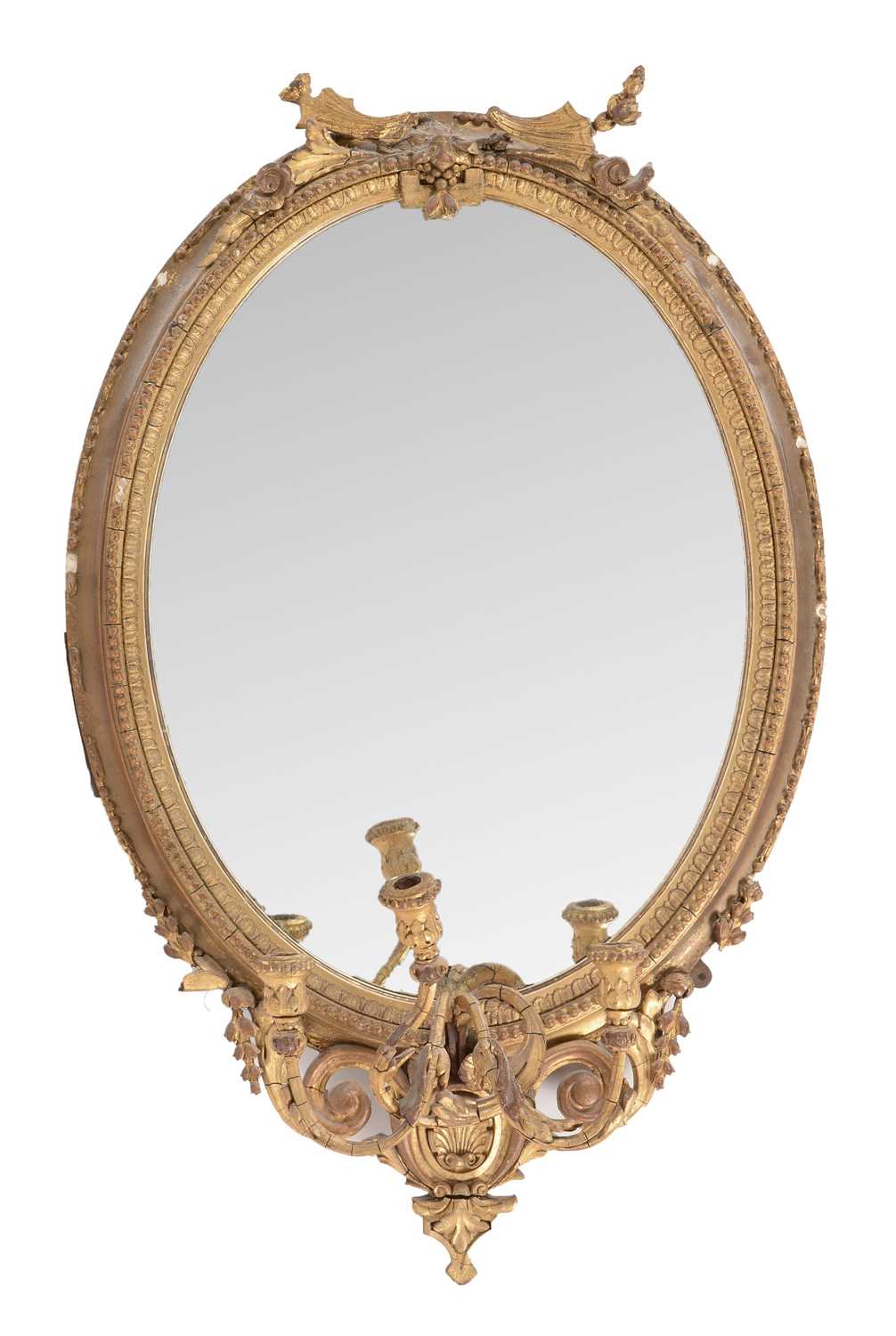 Lot 785 - 19th Century gesso gilt girandole mirror