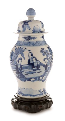 Lot 447 - Chinese blue and white vase and cover.