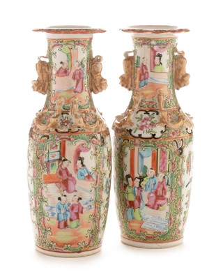 Lot 449 - pair of Canton vases