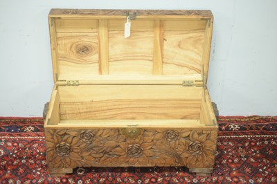 Lot 86 - Early 20th C Chinese camphor wood chest.