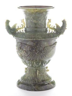 Lot 477 - Chinese green hardstone vase