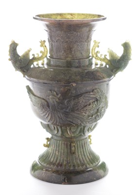 Lot 477 - Chinese green hardstone vase