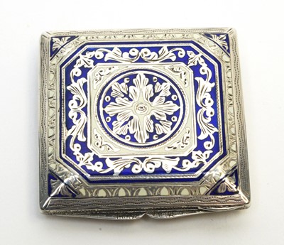 Lot 206 - Continental enamelled silver compact