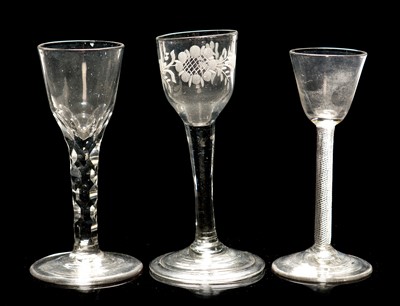 Lot 561 - Three Georgian wine glasses.
