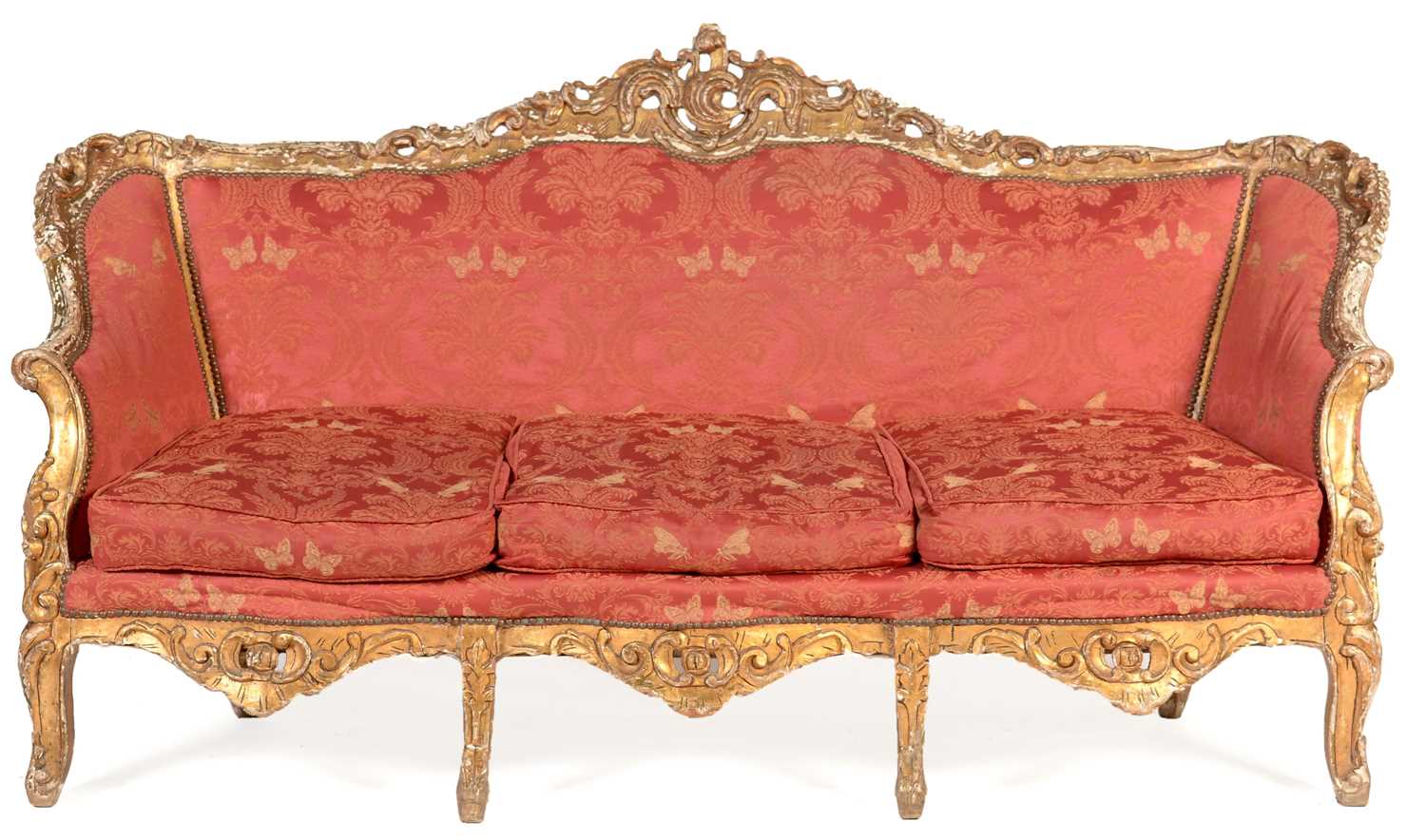 Lot 910 - A 19th Century Louis XV style giltwood settee