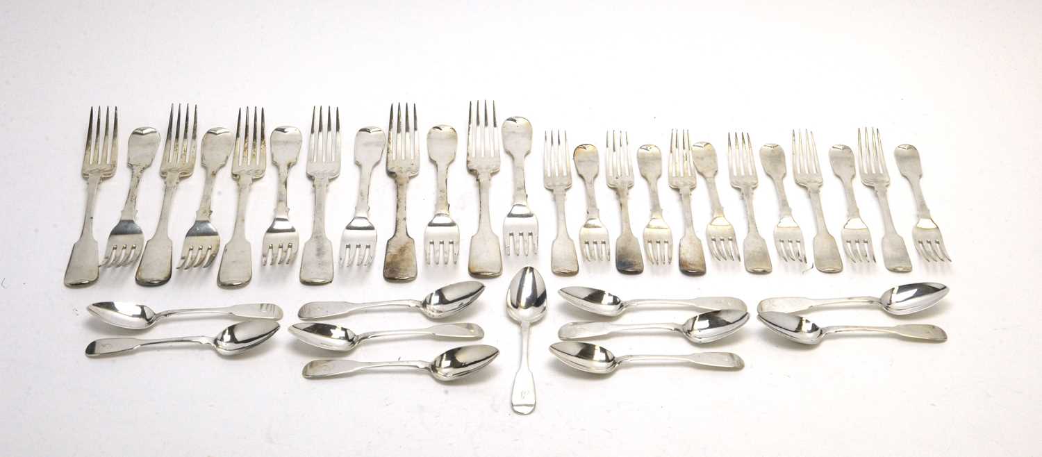 Lot 144 - A suite of 19th Century silver cutlery.