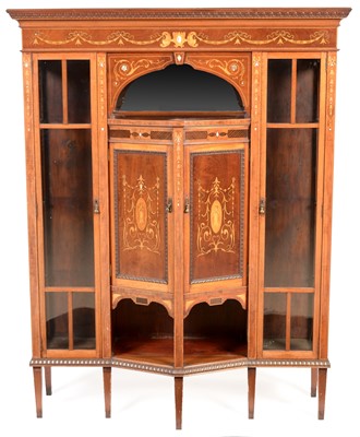 Lot 888 - Edwardian mahogany and inlaid display cabinet.