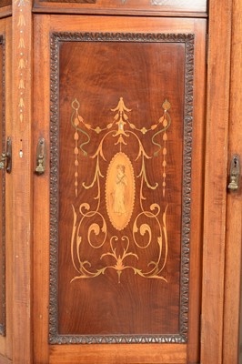 Lot 888 - Edwardian mahogany and inlaid display cabinet.