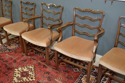 Lot 912 - Set of ten George III style mahogany ladderback dining chairs