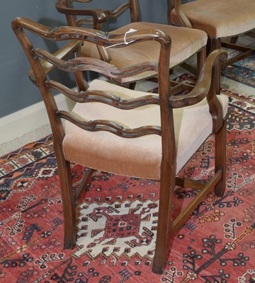 Lot 912 - Set of ten George III style mahogany ladderback dining chairs