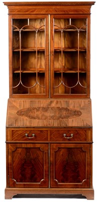 Lot 629 - 20th Century mahogany bureau bookcase, in the Regency style by Robson & Sons, Newcastle