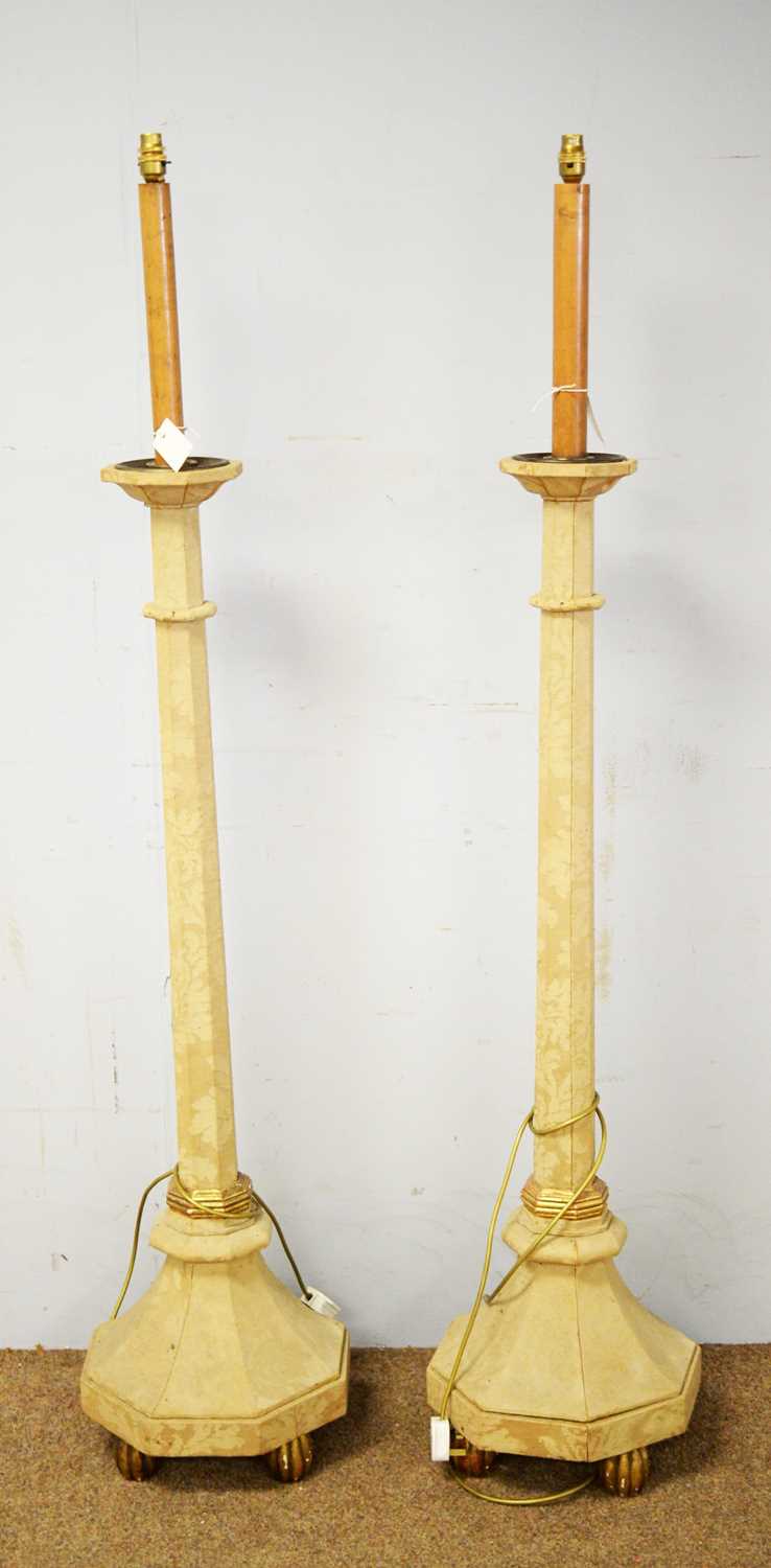 Lot 17 - Pair of 20th C Gothic style standard lamps.