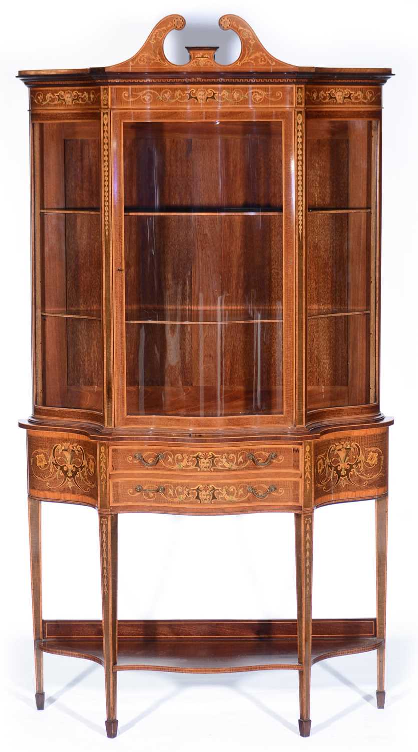 Lot 632 - Late 19th Century mahogany and inlaid display case by Patterson, Smith & Innes, Edinburgh