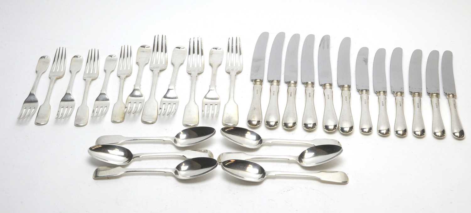 Lot 171 - A mixed suite of silver cutlery