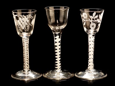 Lot 557 - Three Georgian wine glasses