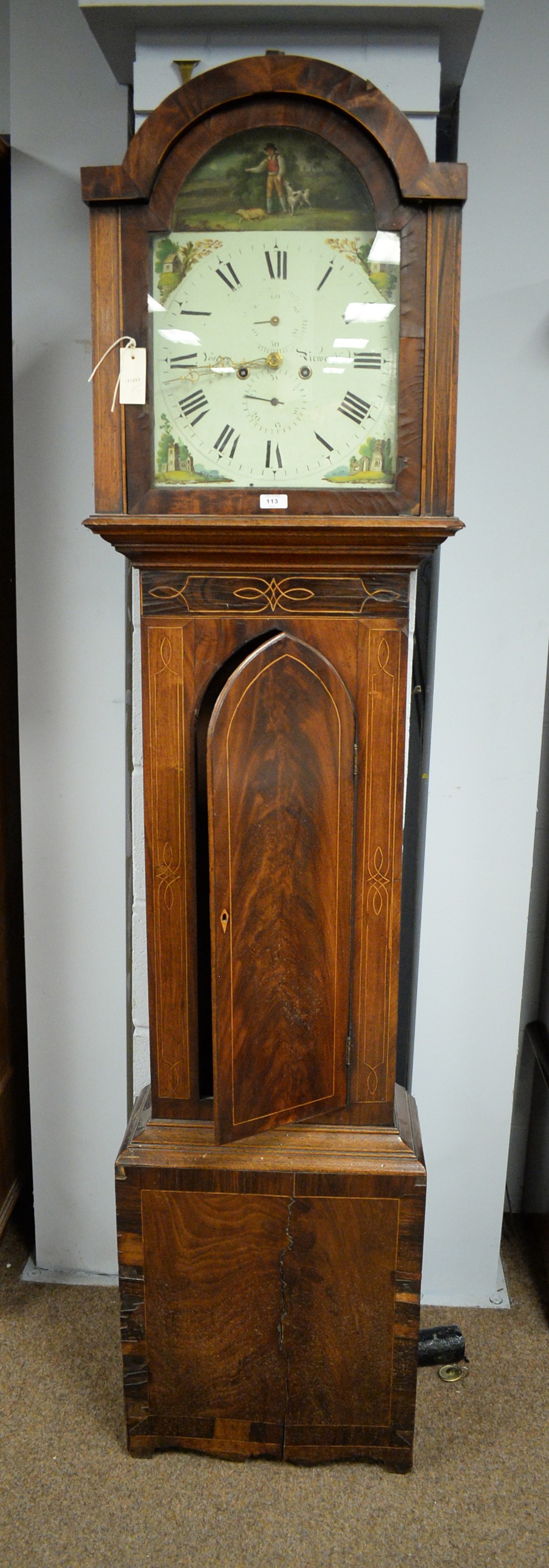 Lot 113 19th C longcase clock.