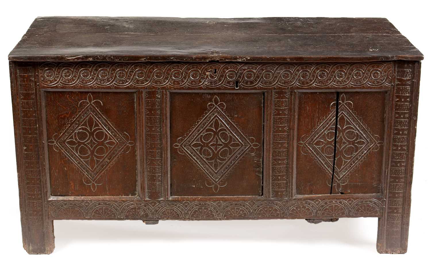 Lot 826 - 17th Century and later oak coffer