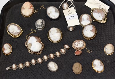 Lot 234 - 19th and 20th C Cameo jewellery.