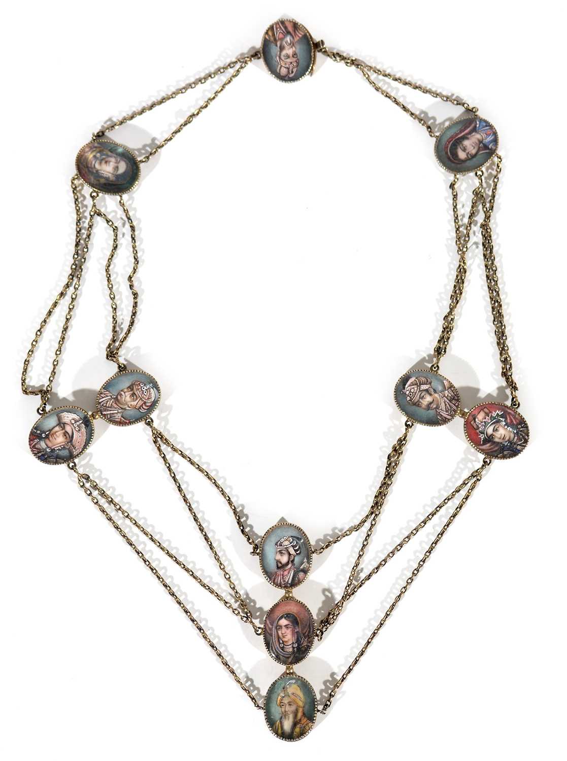 Lot 327 - 19th Century Indian miniatures. set as a necklace