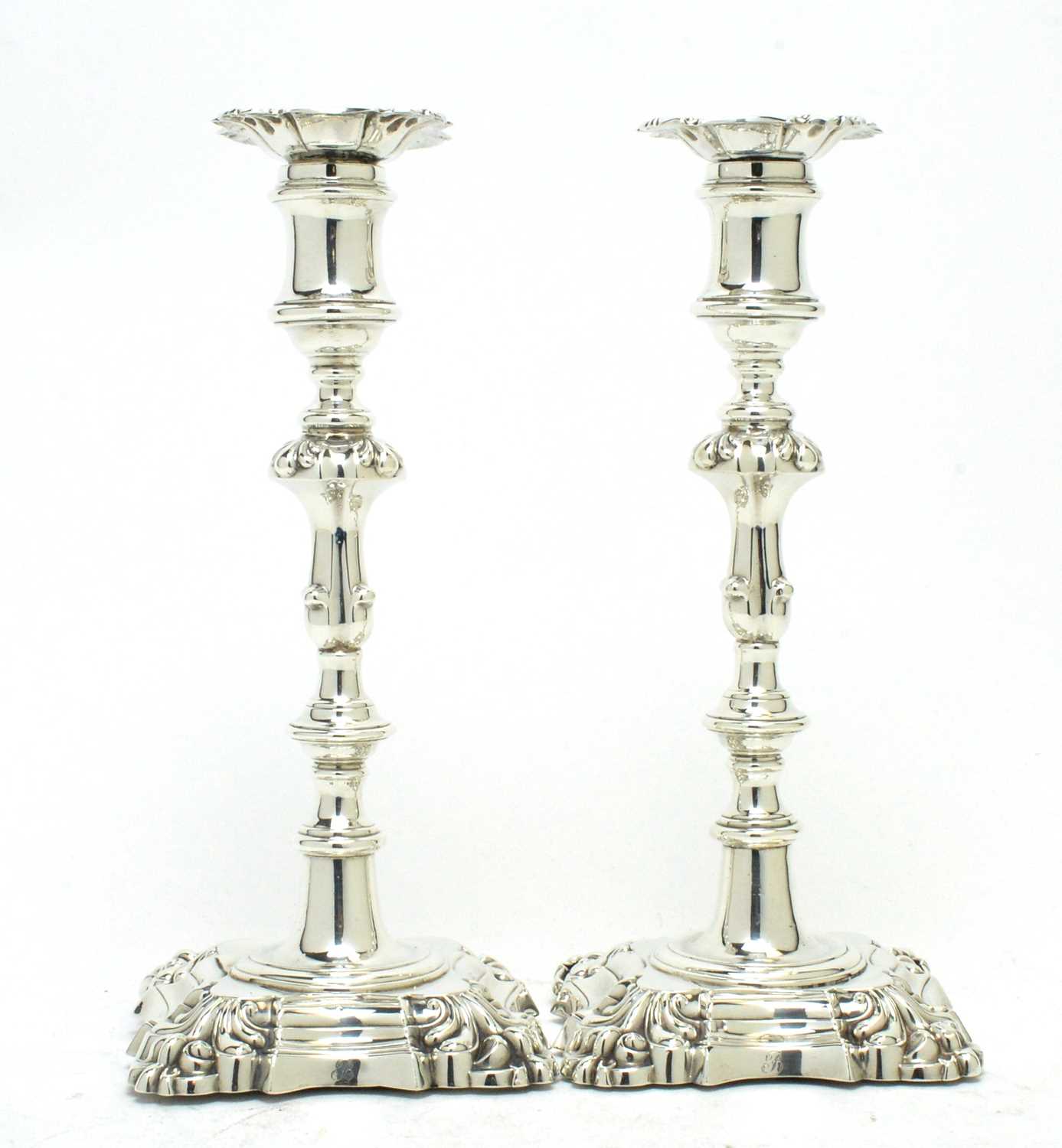 Lot 175 - A pair of early Victorian silver candlesticks
