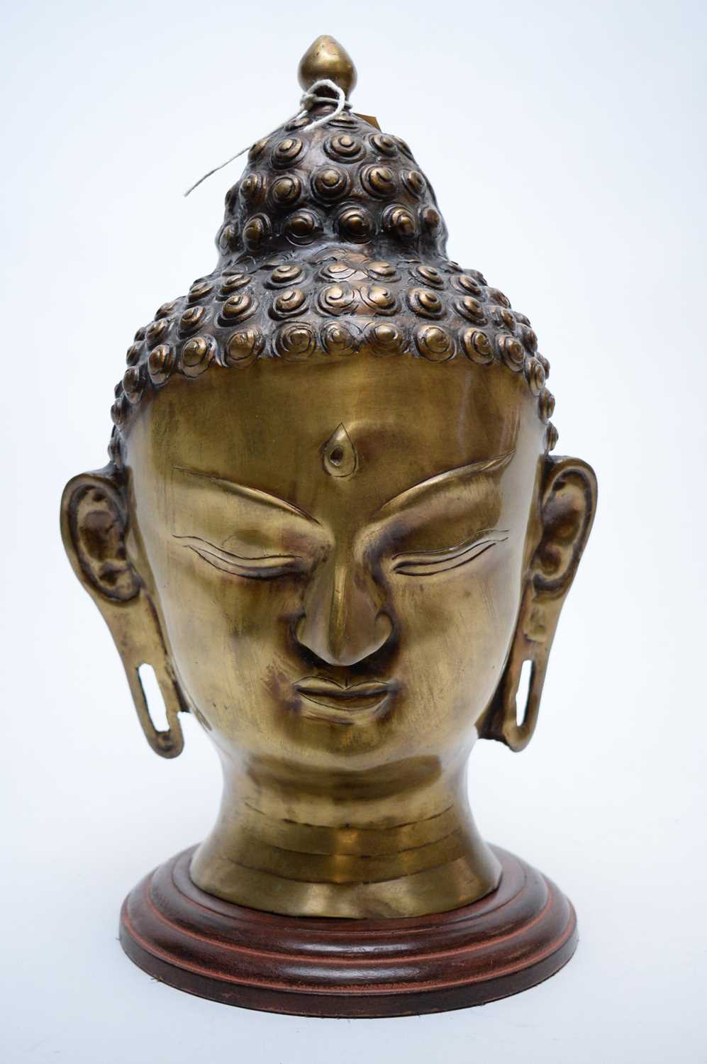 Lot 349 - 20th C bronze Buddha head.