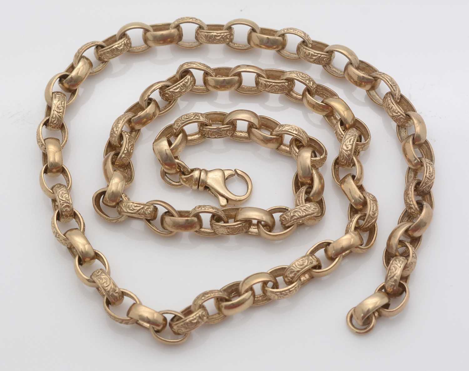 Lot 159 - 9ct. yellow gold chain necklace.
