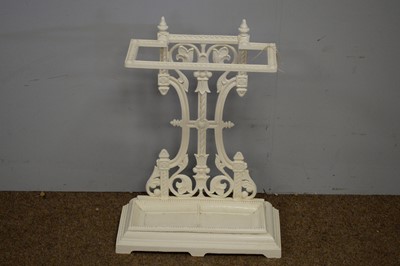 Lot 84 - White-painted cast metal umbrella stand.