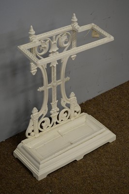 Lot 84 - White-painted cast metal umbrella stand.