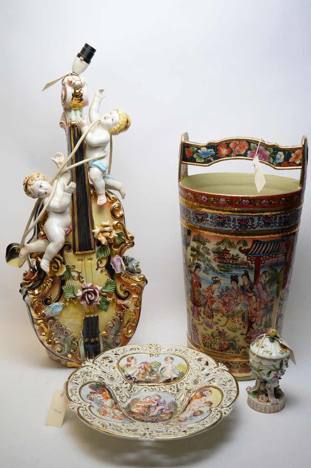 Lot 282 - Capodimonte dish and lamp; and other ceramics.
