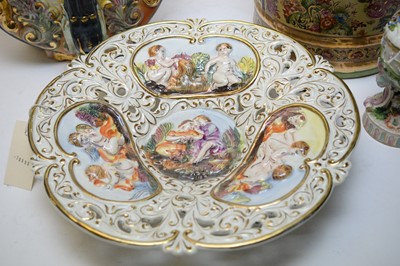 Lot 282 - Capodimonte dish and lamp; and other ceramics.