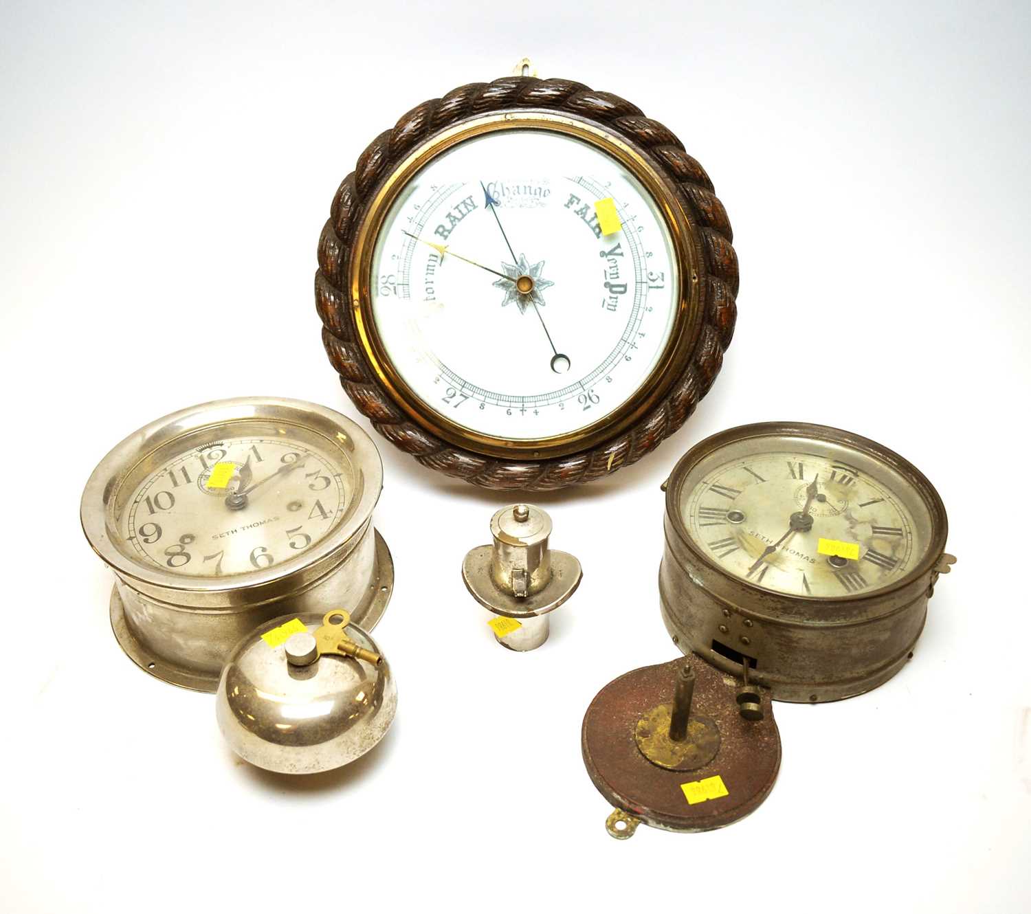Lot 276 - Two wall clocks and a barometer