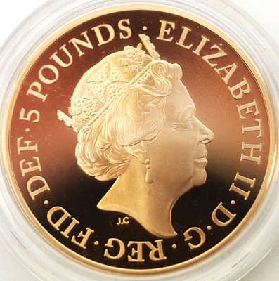 Lot 25 - A Queen Elizabeth II Sapphire Jubilee £5 gold proof coin