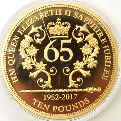 Lot 26 - A Sapphire Jubilee gold £10 proof 5oz coin