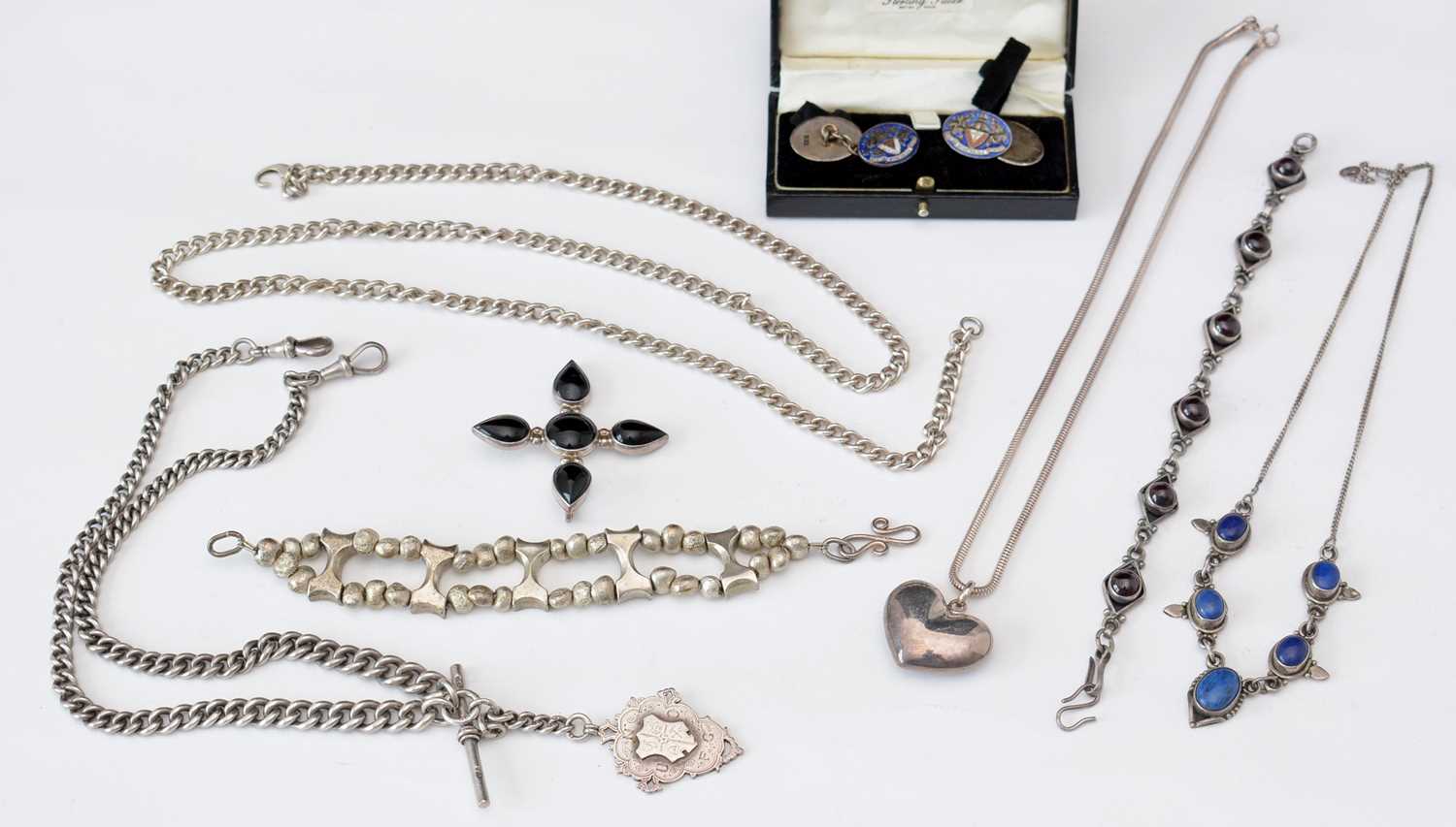 Lot 320 - Silver bracelet; and other items of jewellery, various.
